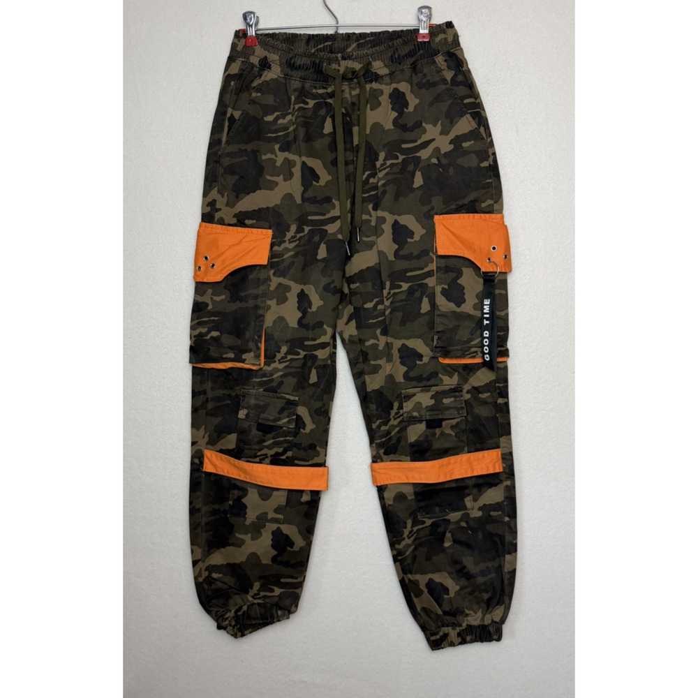 American Bazi Women's Cargo Pants Camo Orange Size Large Drawstring Jogger